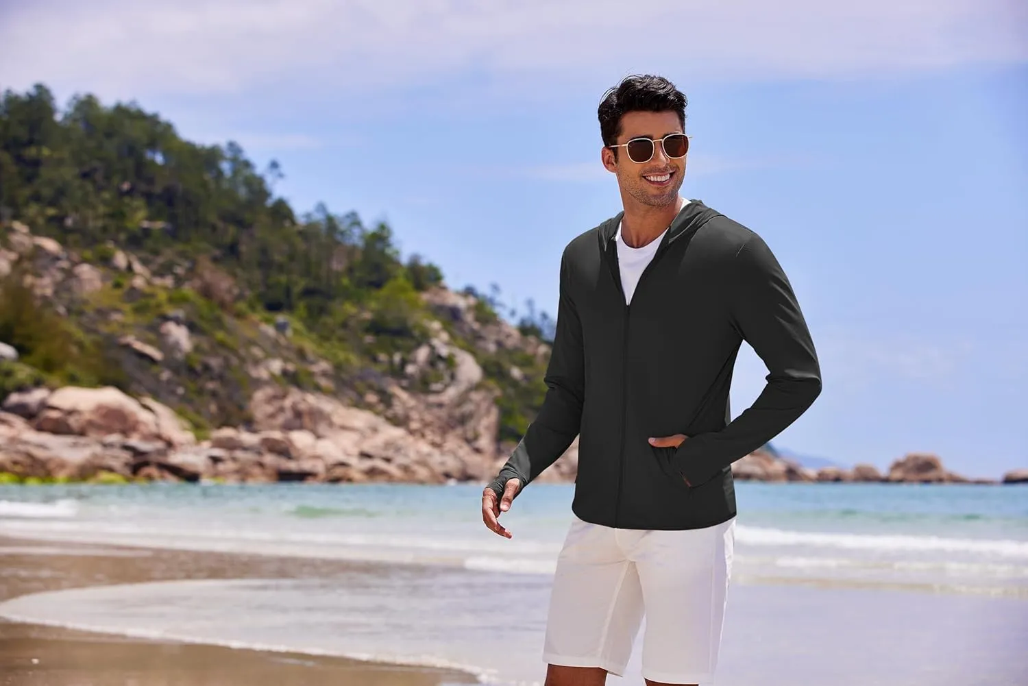 COOFANDY Men Full Zip UPF 50 Sun Protection Hoodie Jacket Long Sleeve Lightweight Breathable UV Shirts with Pockets