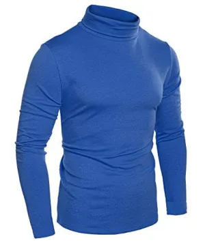 Coofandy Mens Casual Basic Thermal Turtleneck Slim Fit Pullover Thermal Sweaters, Blue, Medium