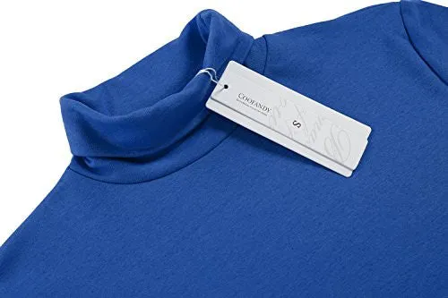 Coofandy Mens Casual Basic Thermal Turtleneck Slim Fit Pullover Thermal Sweaters, Blue, Medium