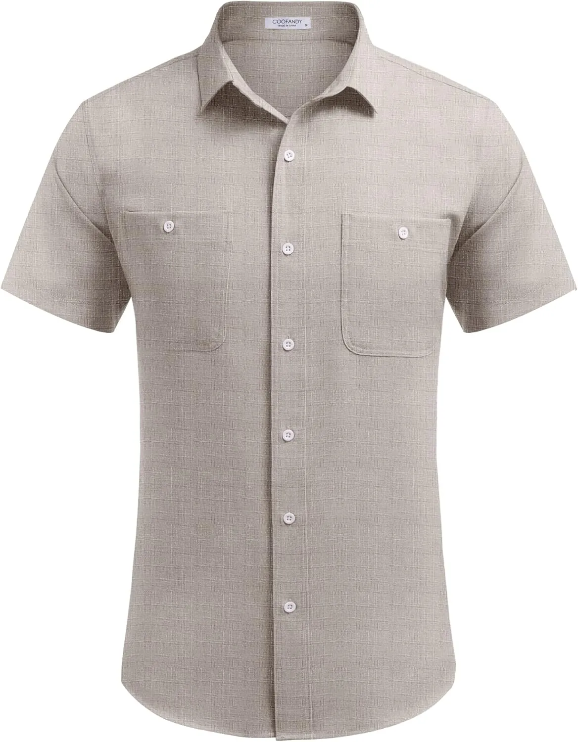 COOFANDY Men's Linen Shirt Beach Summer Short Sleeve Button Down Casual Shirts