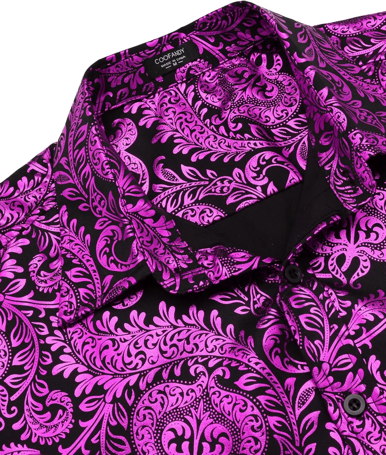 COOFANDY Men's Paisley Shirt Luxury Disco Long Sleeve Button Down Dress Shirts