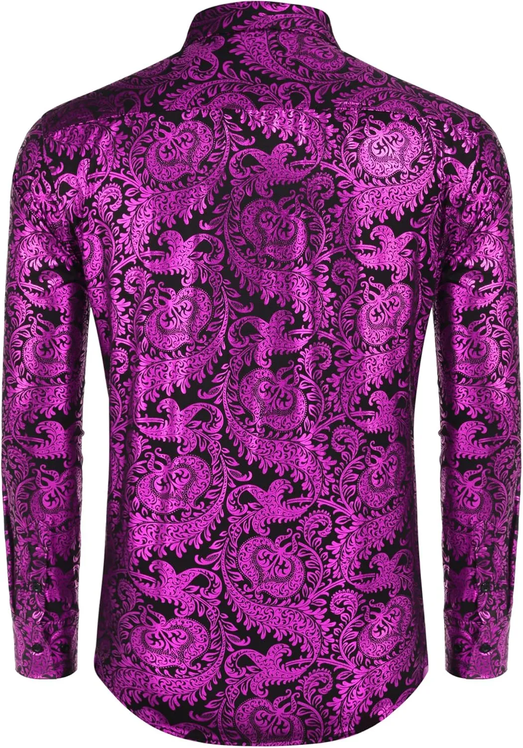 COOFANDY Men's Paisley Shirt Luxury Disco Long Sleeve Button Down Dress Shirts