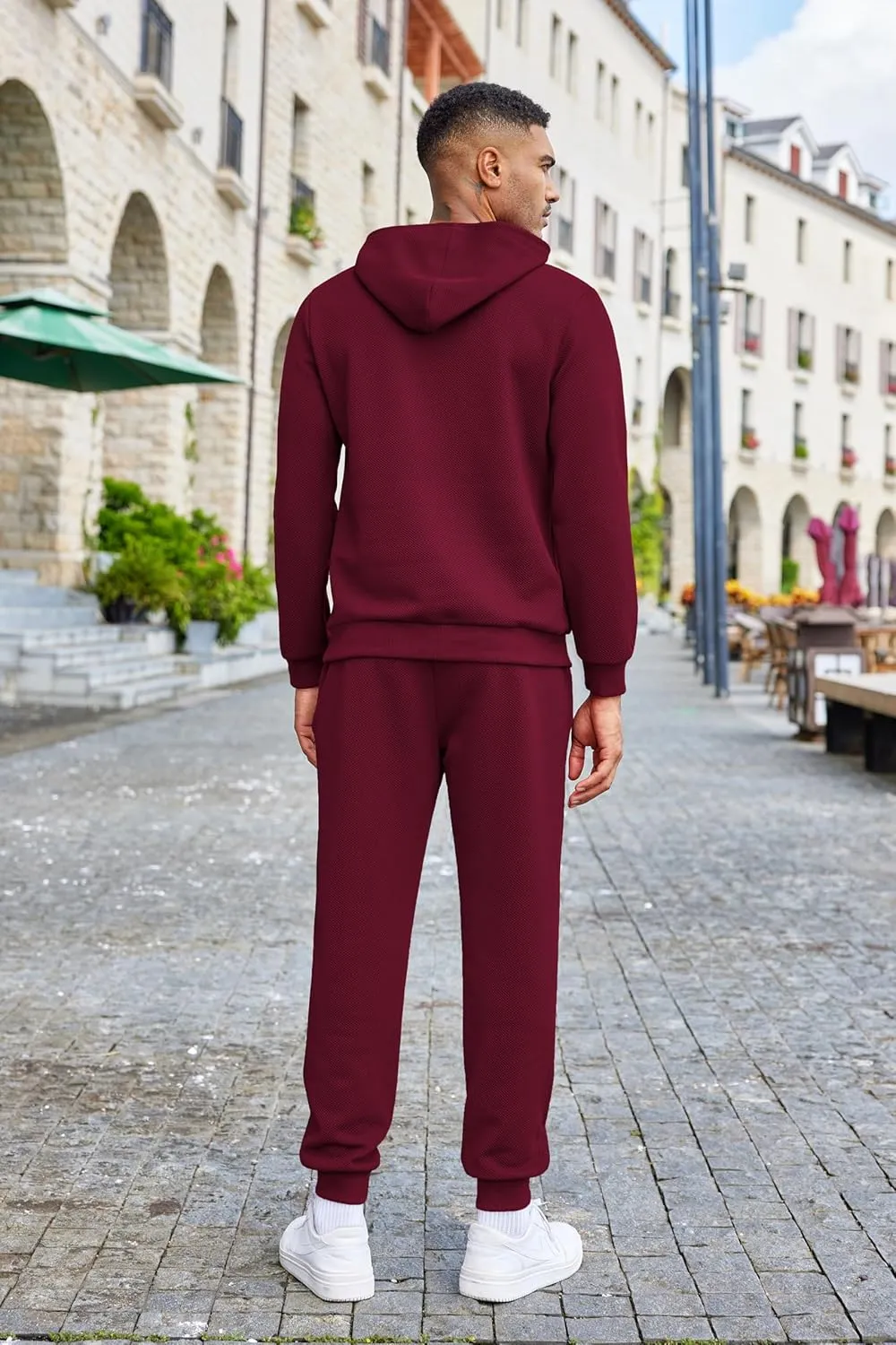 COOFANDY Men's Tracksuits 2 Pieces Waffle Hoodies Sweatsuit Sets Sports Jogging Suit Set