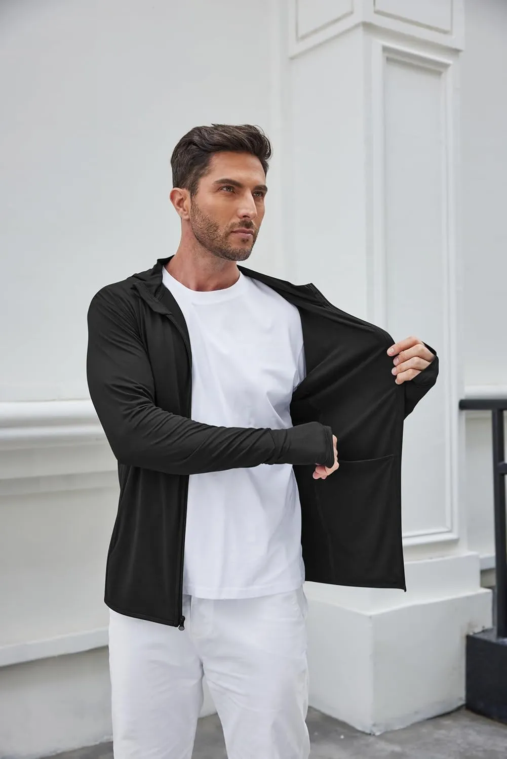 COOFANDY Men's UPF 50  Light Jacket Full Zip Sun Protection Hoodie Long Sleeve Sun Shirts UV Fishing Hiking Athletic Running