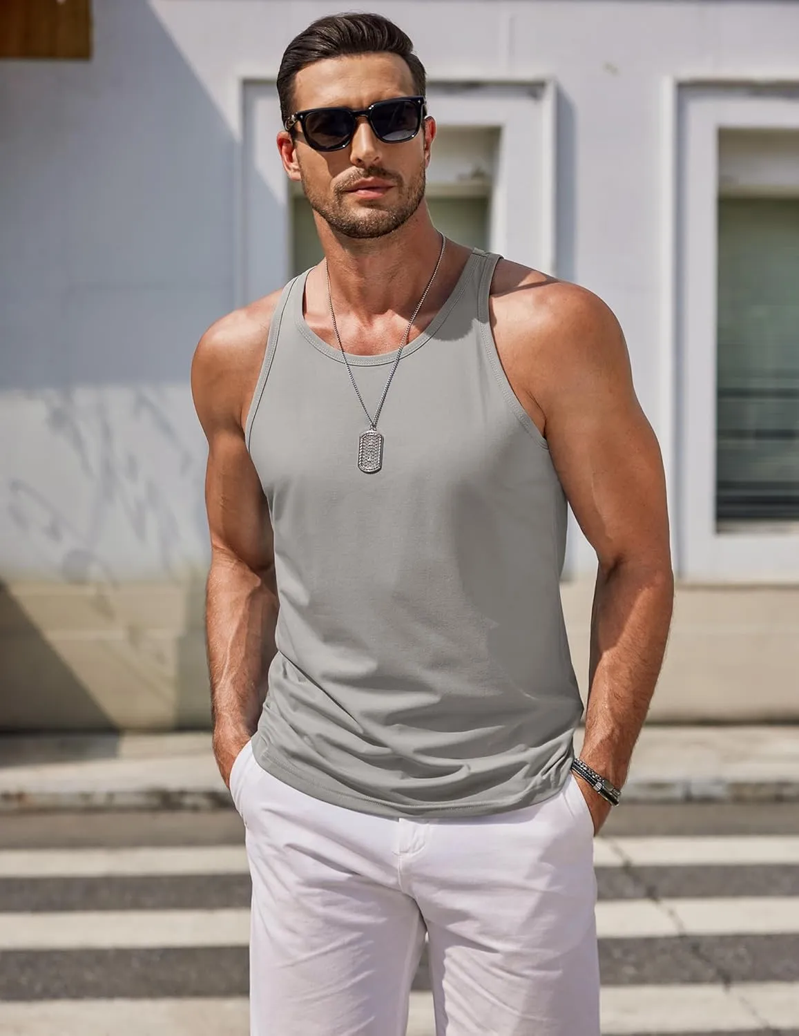 COOFANDY Men's Workout Tank Tops 2 Pack Y Back Sleeveless Shirts Gym Muscle T Shirt Bodybuidling Athletic Stringer Tee