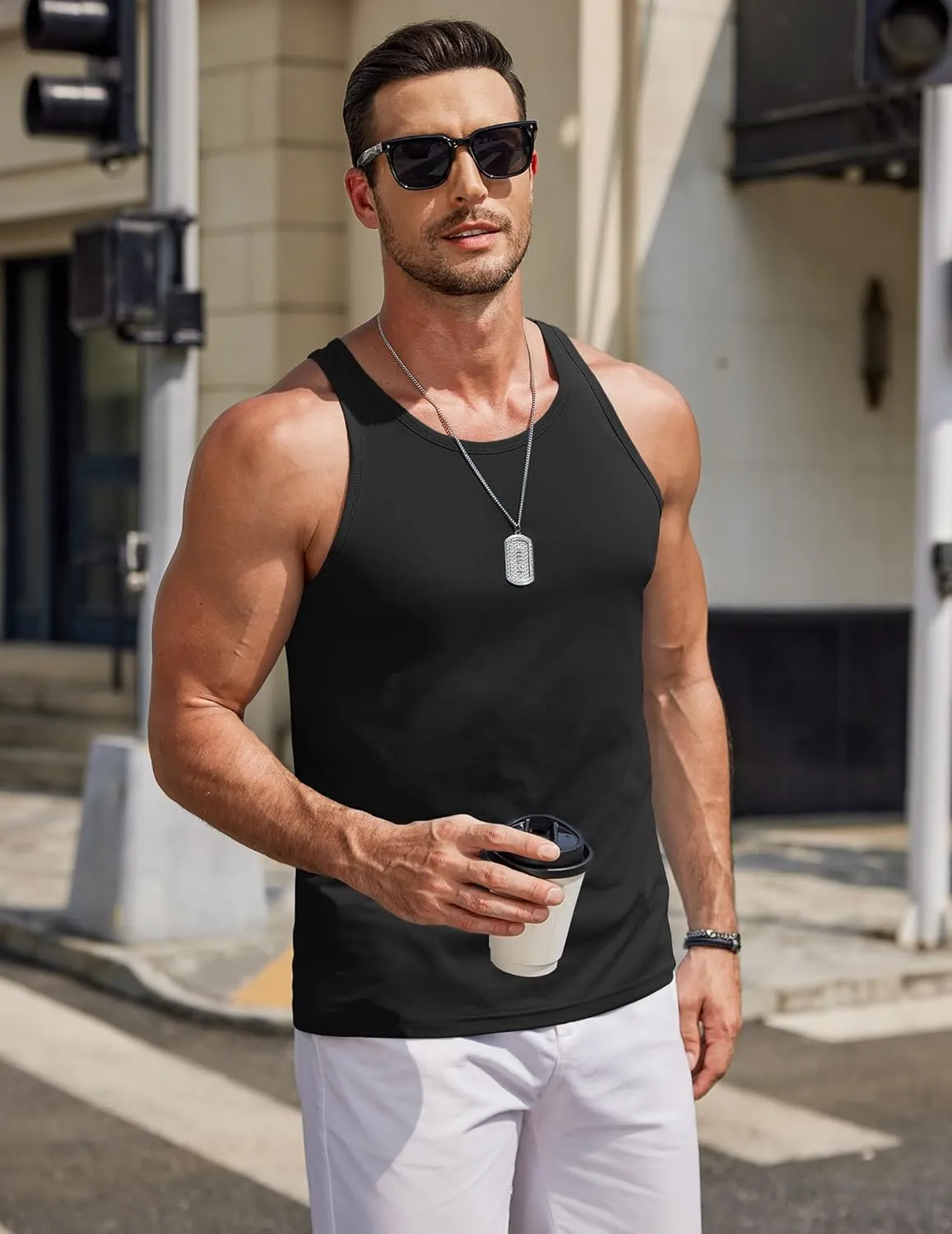 COOFANDY Men's Workout Tank Tops 2 Pack Y Back Sleeveless Shirts Gym Muscle T Shirt Bodybuidling Athletic Stringer Tee
