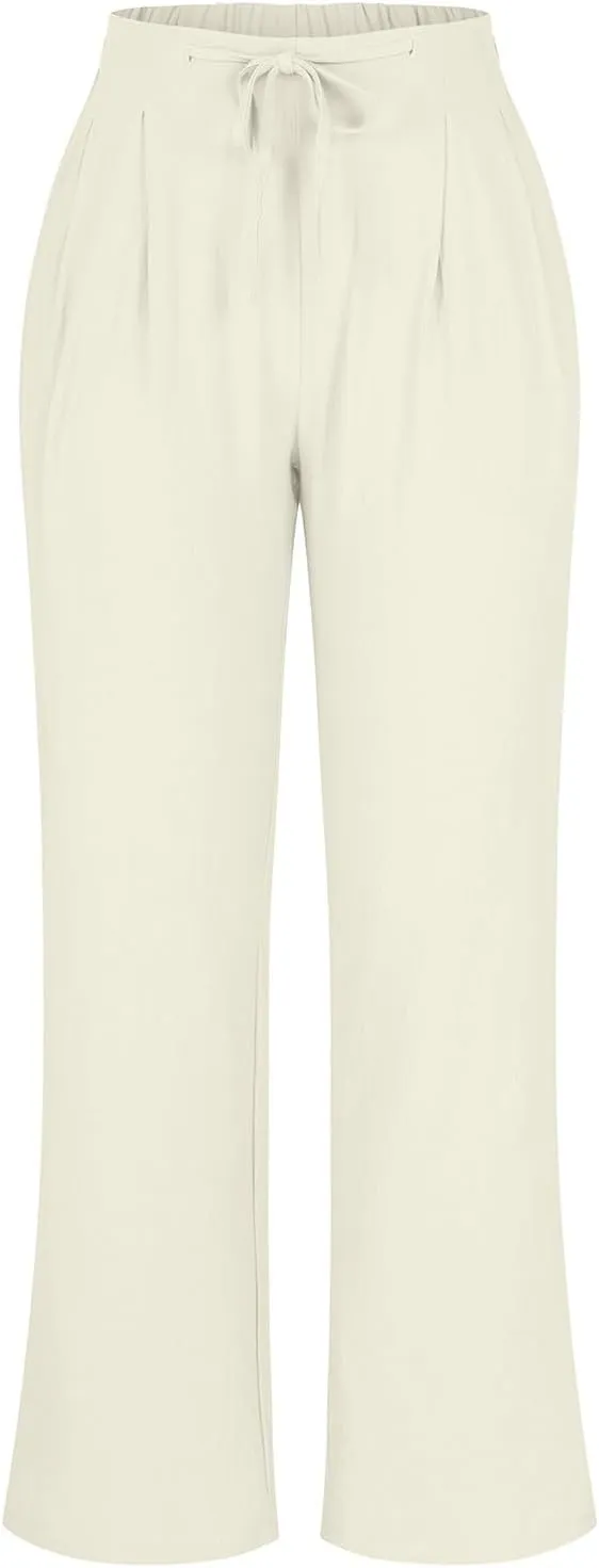 Cotton Clothes for Women Women's Linen Pants Linen Loose 9 Point Trousers Linen Blend Pants