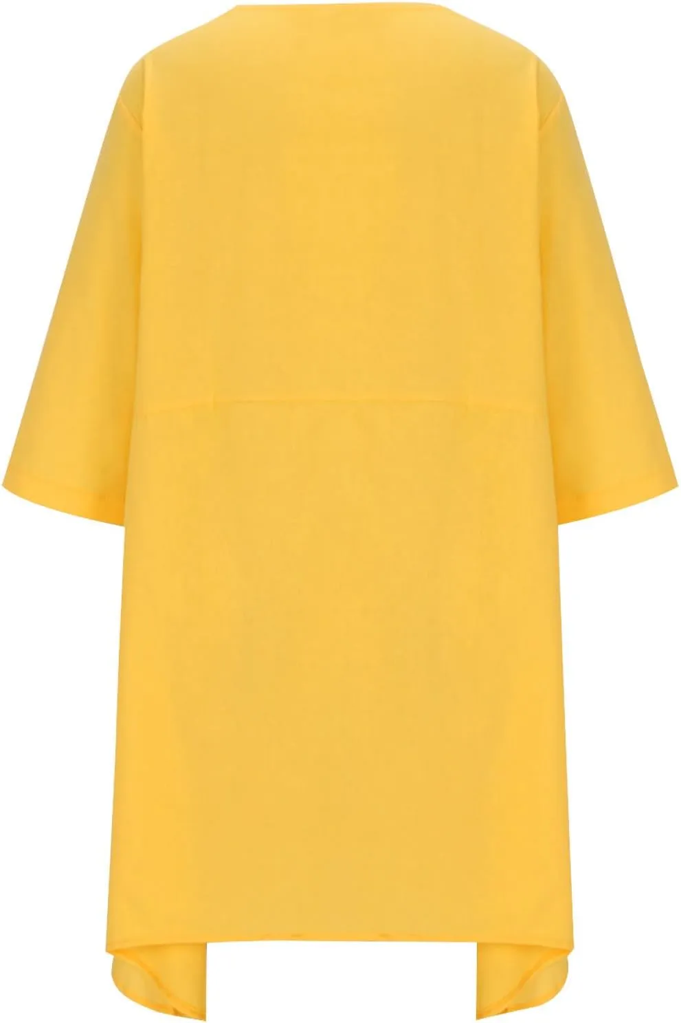 Cotton Linen Midi Dress for Women Casual 3/4 Sleeve Crew Neck Shift Dress Knee Length Loose Solid Dresses Plus Size