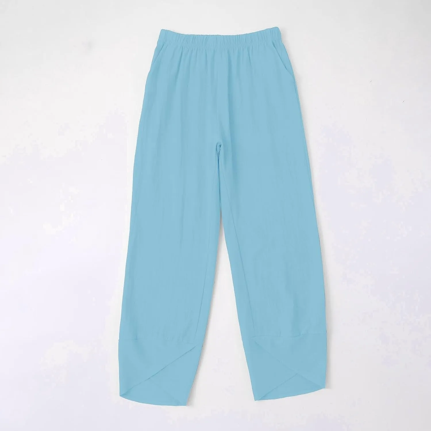 Cotton Linen Pants Women 2025 Summer Casual Plus Size Boho Pants Hight Waist Linen Vacation Beach Pants with Pockets