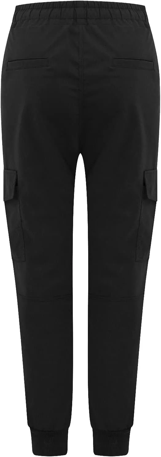 Cotton Womens Summer Cargo Pants Lightweight Casual Plus Size Drawstring Elastic Waist Loose Hiking Pocket Trousers