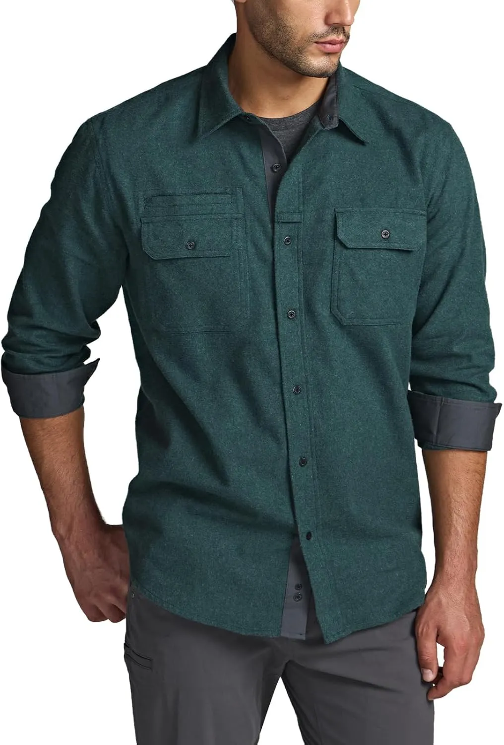 CQR Men's All Cotton Flannel Shirt, Long Sleeve Casual Button Down Plaid Shirt, Brushed Soft Outdoor Tactical Work Shirts