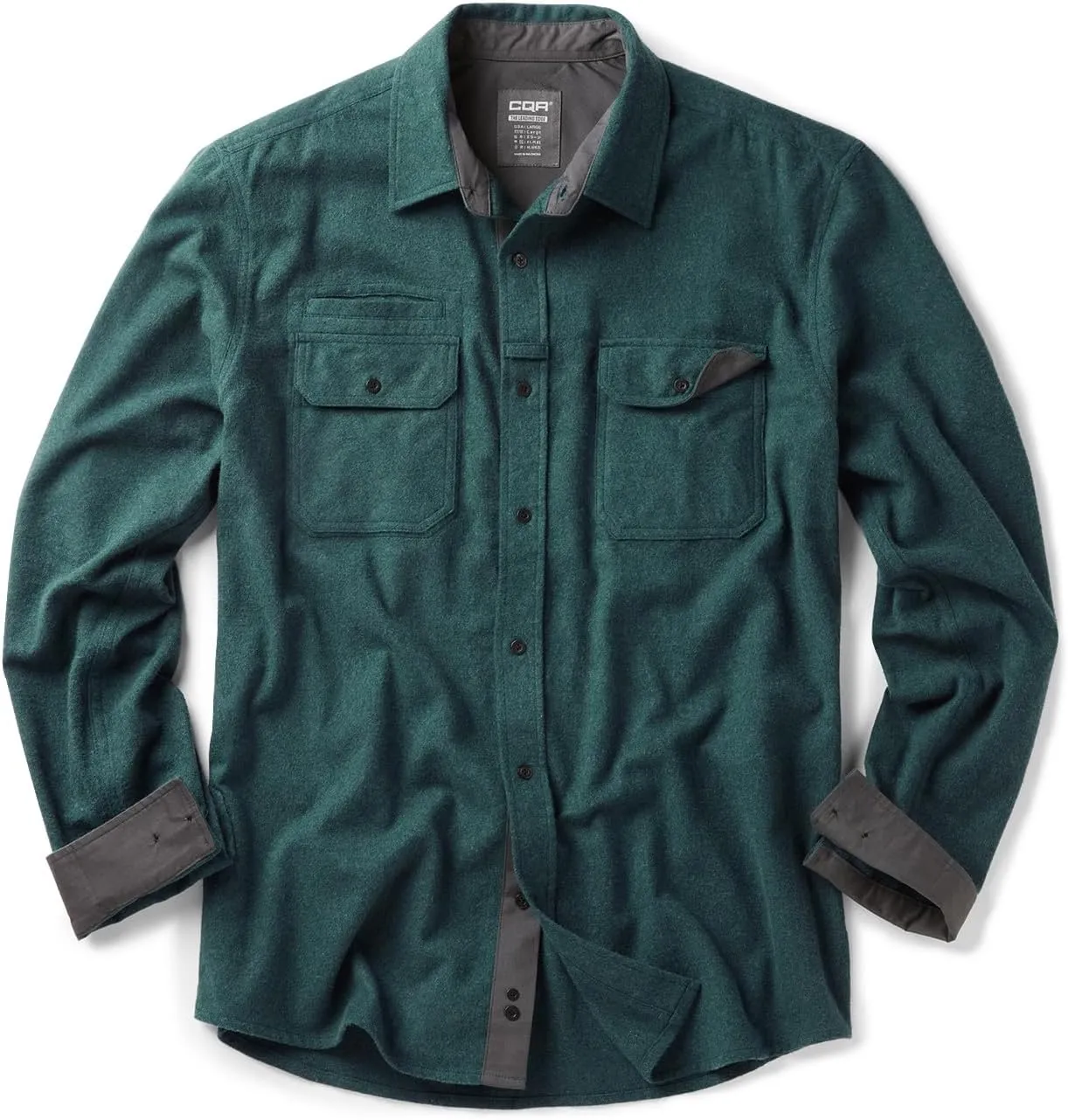 CQR Men's All Cotton Flannel Shirt, Long Sleeve Casual Button Down Plaid Shirt, Brushed Soft Outdoor Tactical Work Shirts