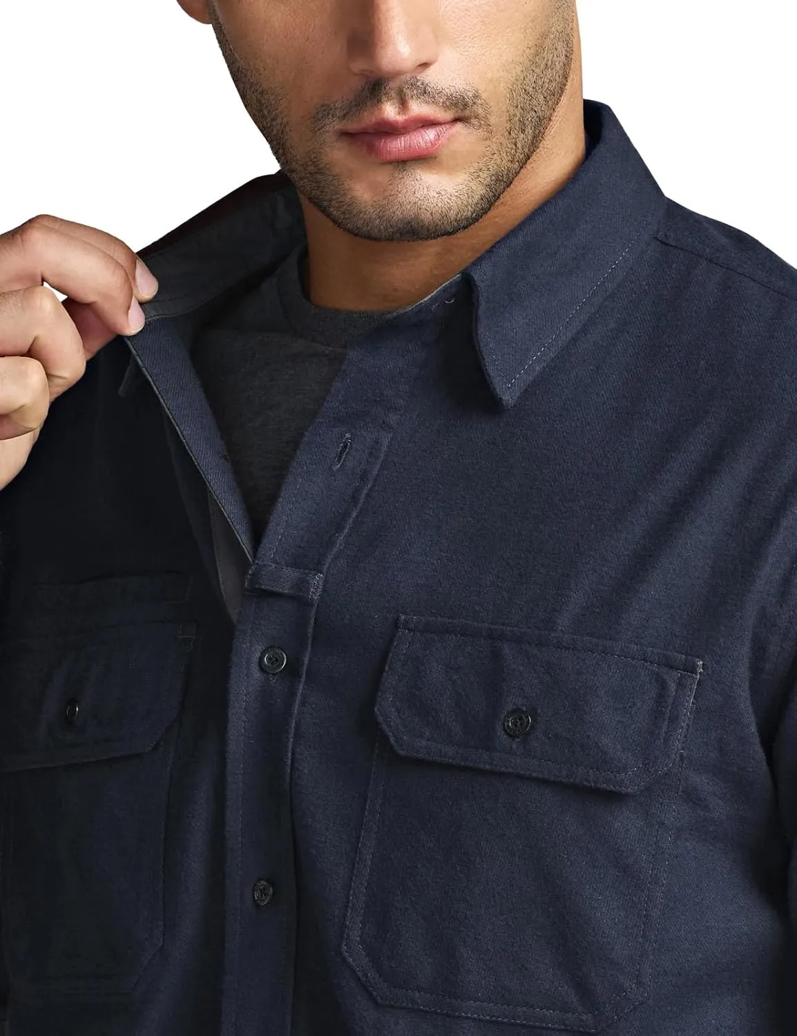 CQR Men's All Cotton Flannel Shirt, Long Sleeve Casual Button Down Plaid Shirt, Brushed Soft Outdoor Tactical Work Shirts