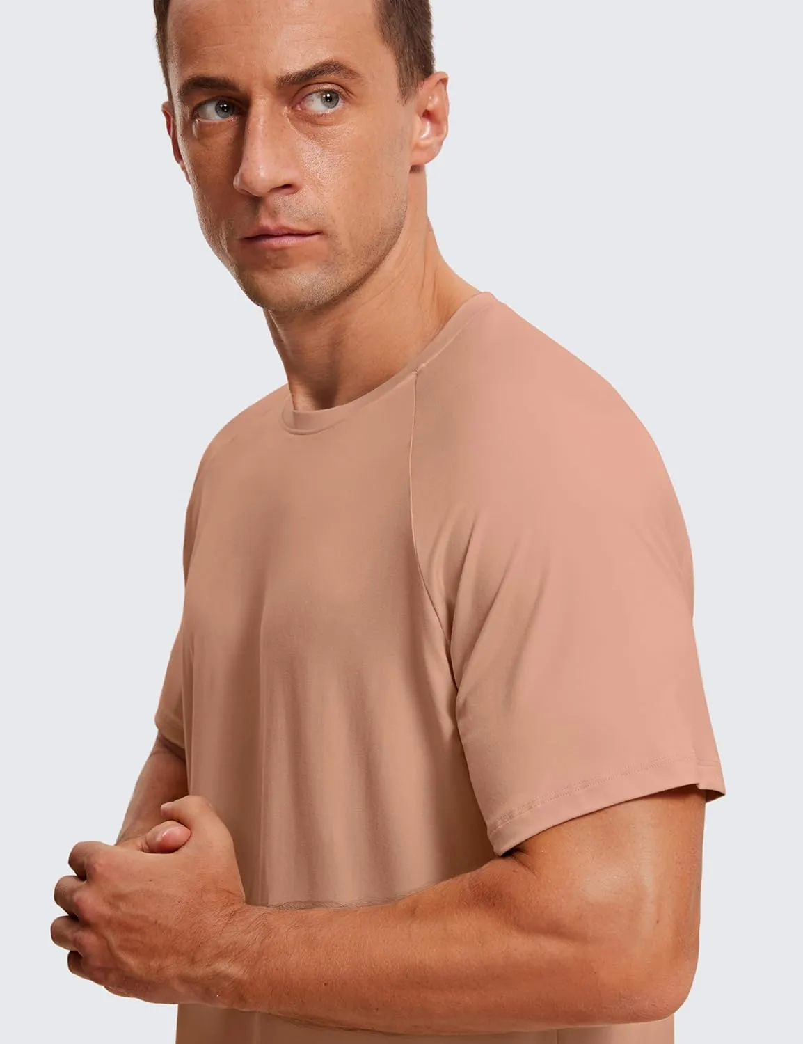 CRZ YOGA Men's Workout Short Sleeve T-Shirt Quick Dry Gym Athletic Running Stretchy Tee Shirts Top