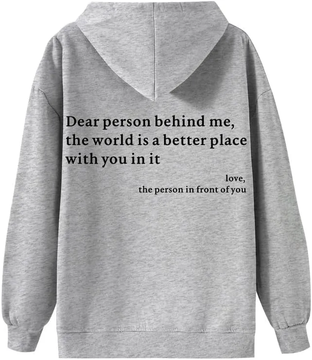 Dear Person Behind Me You Are Enough Hoodie for Women Teen Girls Oversized Aesthetic Graphic Sweatshirt Pullover Top