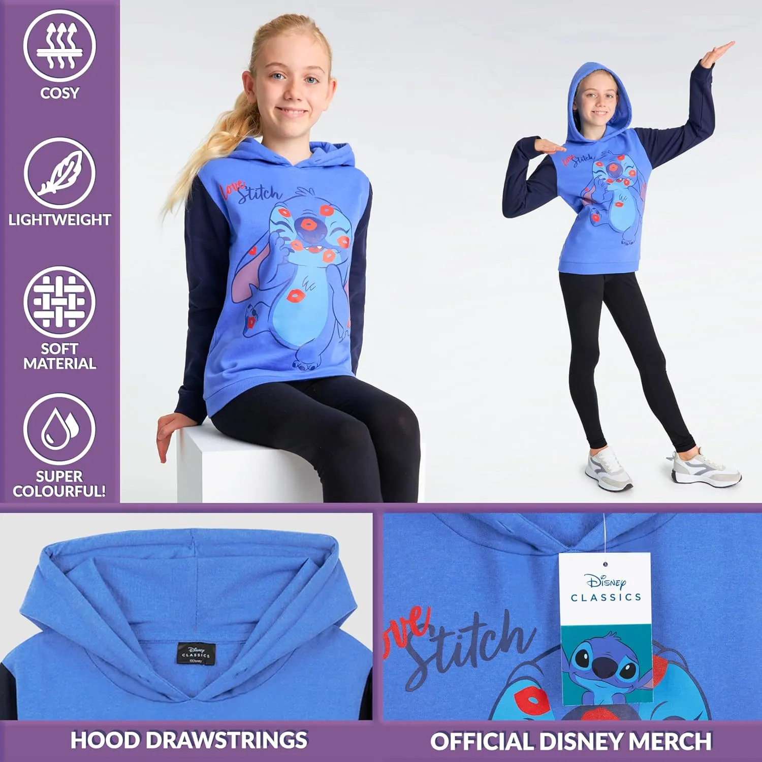 Disney Stitch Hoodie for Girls Teens Soft Hooded Sweatshirt Warm Pullover Sweater Activewear Sports Youth Hoodie Stitch Gifts