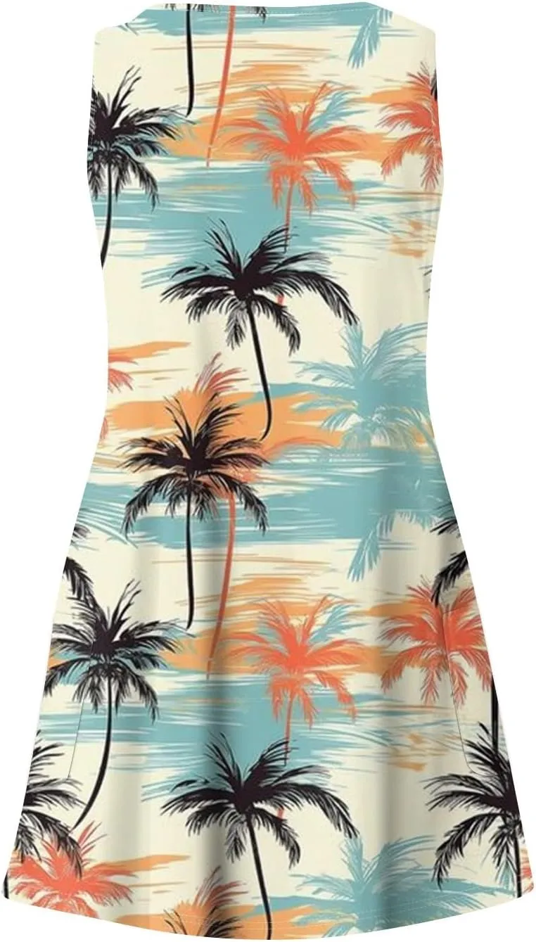 Dresses for Women 2025 Summer Beach Vacation Clothes Spring Sleeveless V Neck Casual Sundresses