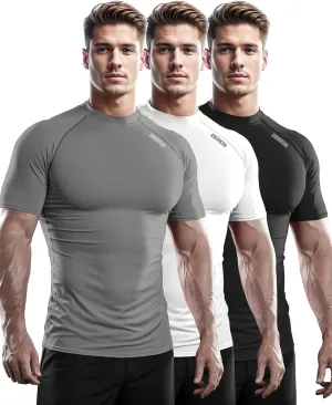 DRSKIN 3, 2 or 1 Pack Men's Compression Shirt Short Sleeve Top Baselayer Sports T-Shirt Athletic Running Active Workout