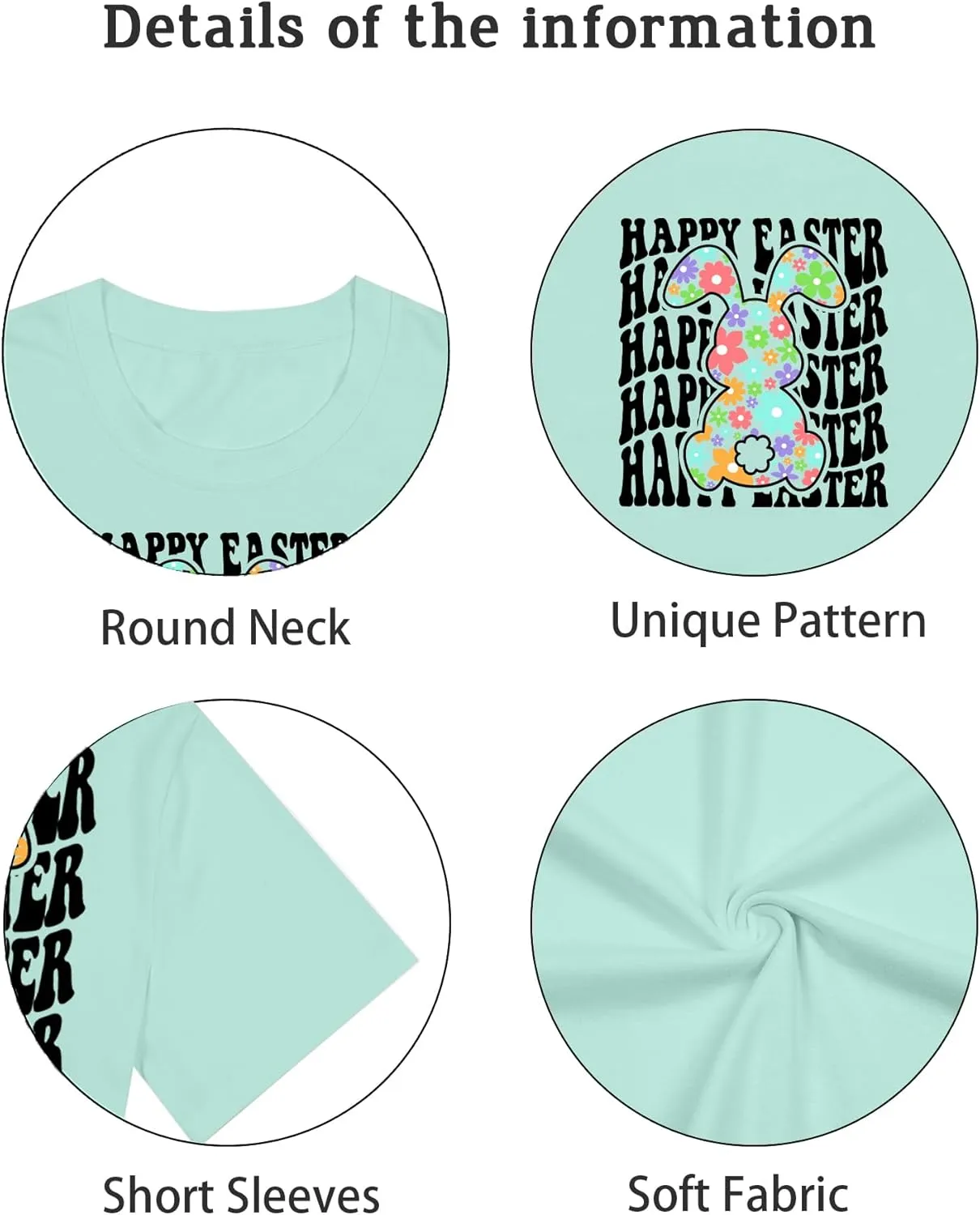 Easter Shirts for Women V Neck Happy Easter T Shirt Easter Bunny Shirt Cute Rabbit Graphic Tee Gift Spring Tees Tops