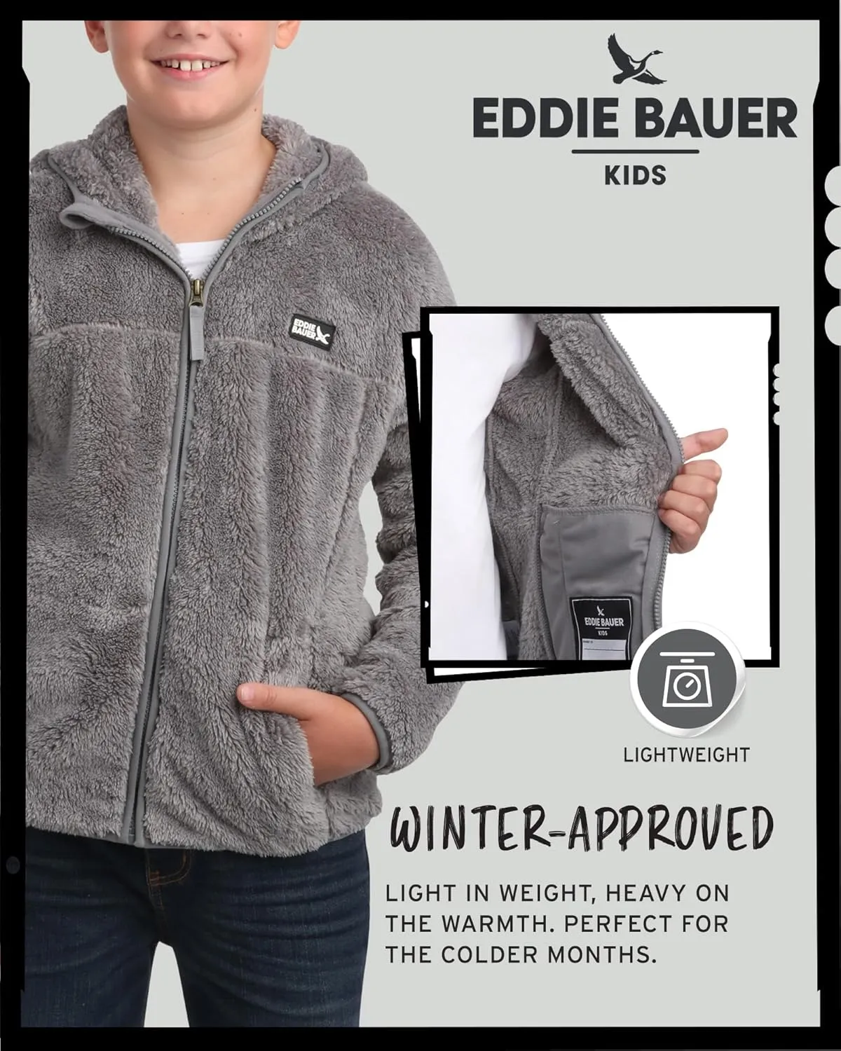 Eddie Bauer Kids' Zip Up - Kids' Full Zip Ultra Soft Sherpa Fleece Hoodie Sweatshirt for Boys and Girls (5-20)