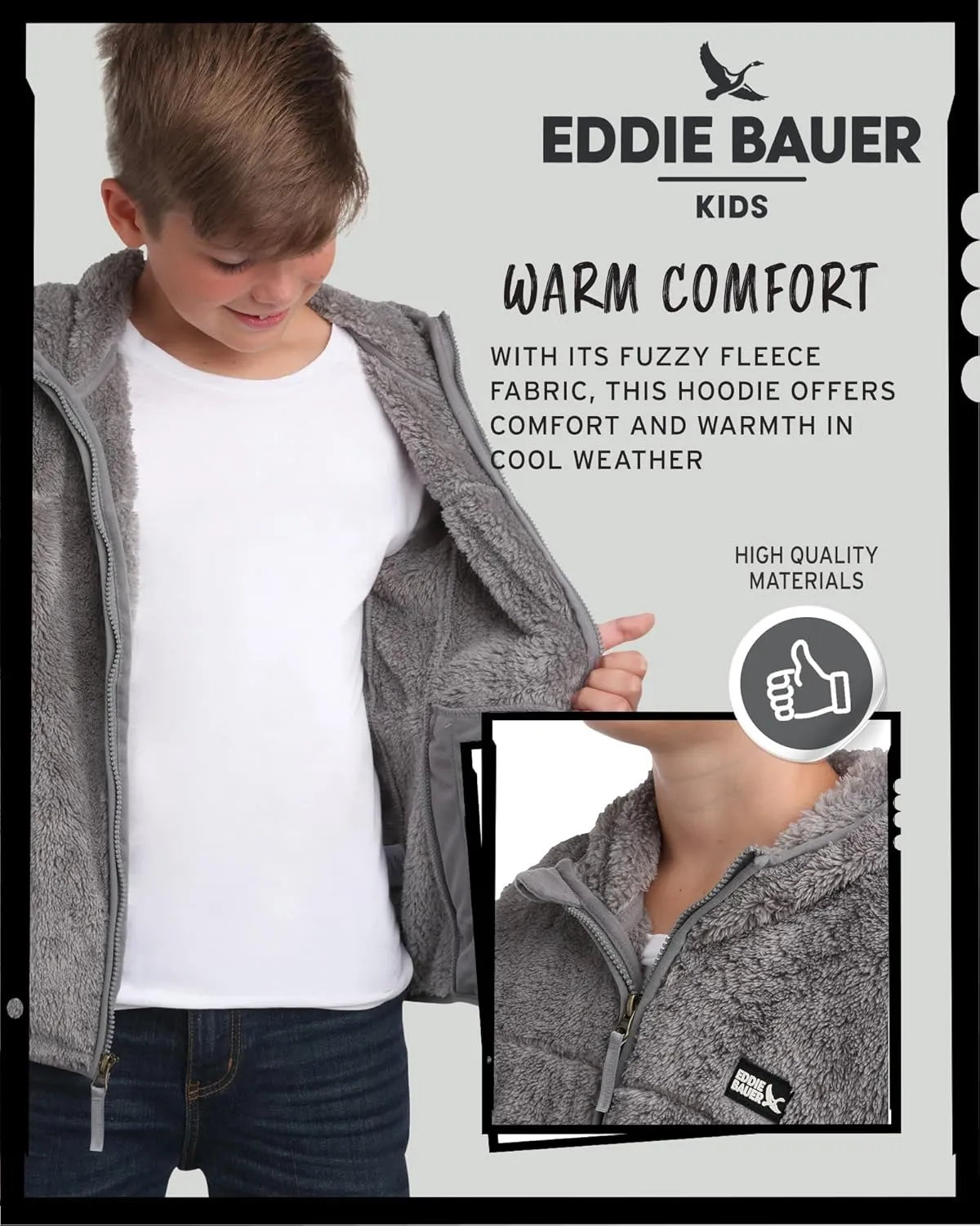 Eddie Bauer Kids' Zip Up - Kids' Full Zip Ultra Soft Sherpa Fleece Hoodie Sweatshirt for Boys and Girls (5-20)