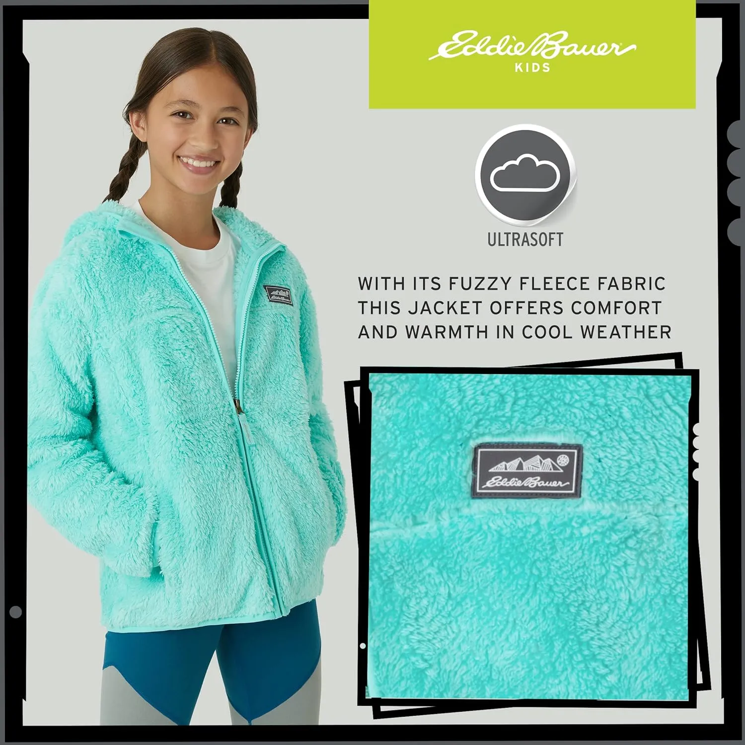 Eddie Bauer Kids' Zip Up - Kids' Full Zip Ultra Soft Sherpa Fleece Hoodie Sweatshirt for Boys and Girls (5-20)