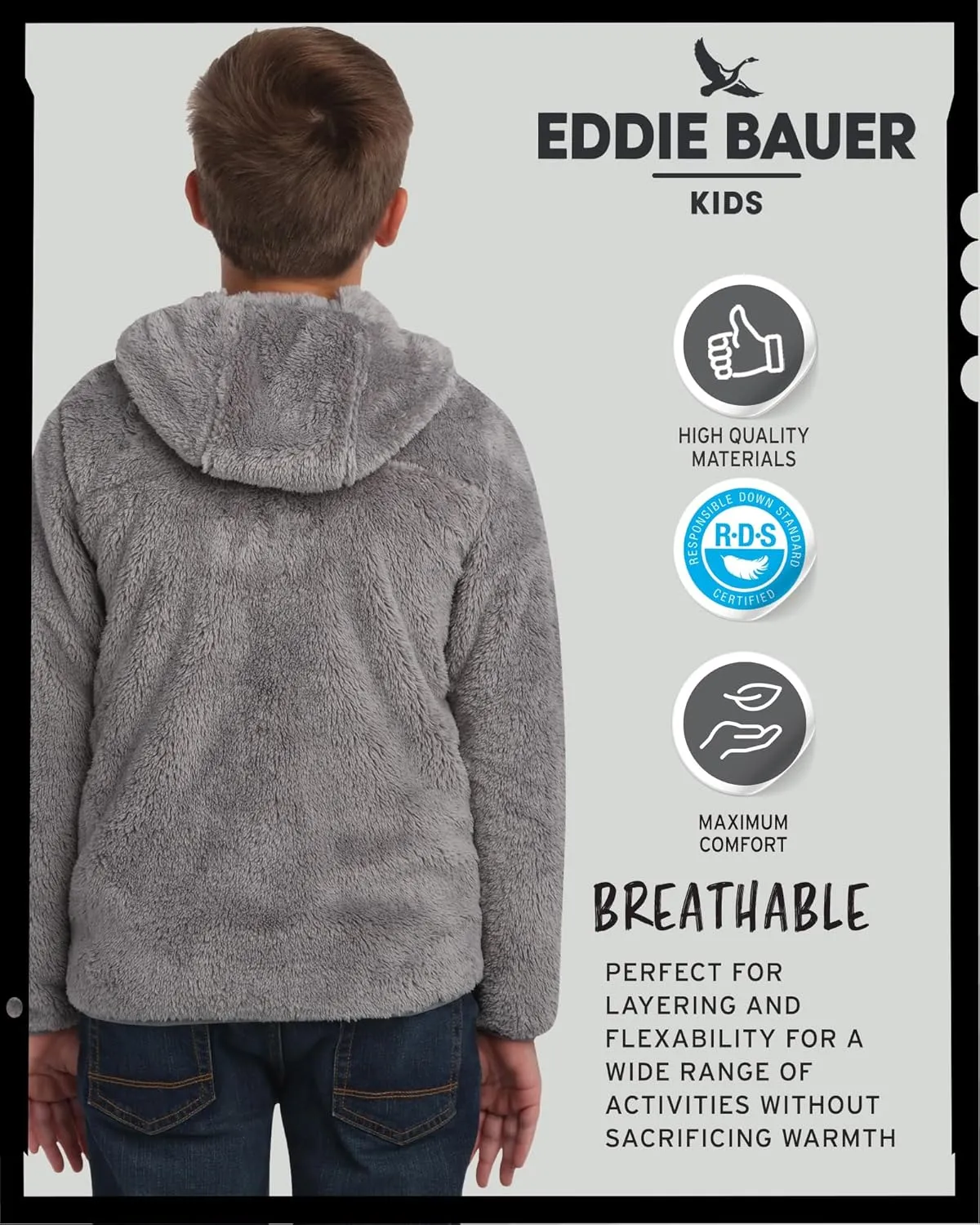Eddie Bauer Kids' Zip Up - Kids' Full Zip Ultra Soft Sherpa Fleece Hoodie Sweatshirt for Boys and Girls (5-20)