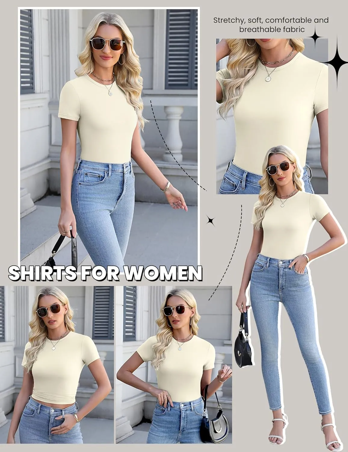 Ekouaer Womens Basic Tee Shirts 3 Pack Short Sleeve Crew Neck Thermal Underwear Tops Base Layer