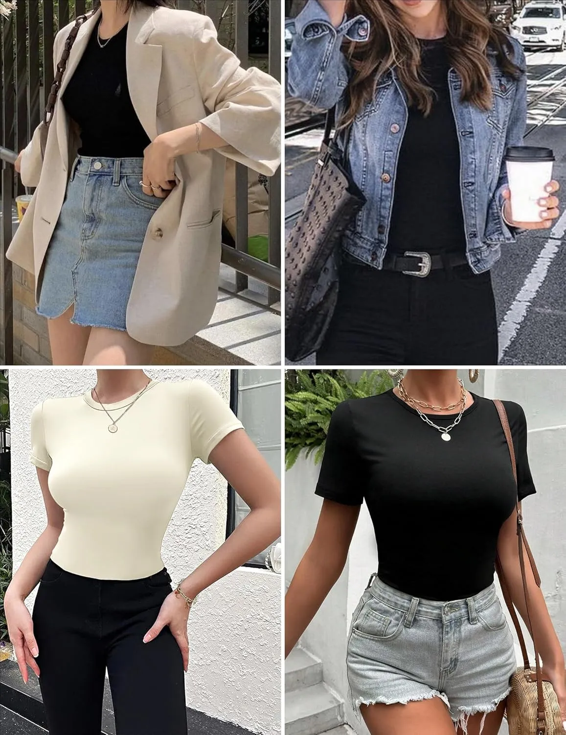 Ekouaer Womens Basic Tee Shirts 3 Pack Short Sleeve Crew Neck Thermal Underwear Tops Base Layer