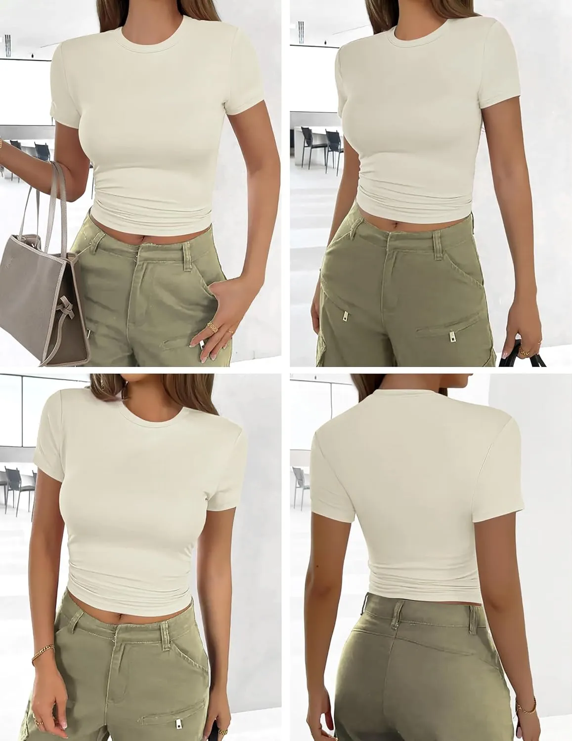 Ekouaer Womens Basic Tee Shirts 3 Pack Short Sleeve Crew Neck Thermal Underwear Tops Base Layer