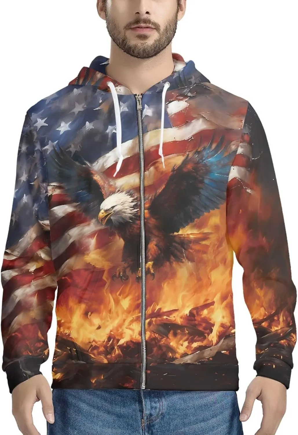 ENLACHIC Men's Novelty Cool 3D Galaxy Wolf Print Graphic Hoodies Zip up Hoodie Pullover Sweatshirts