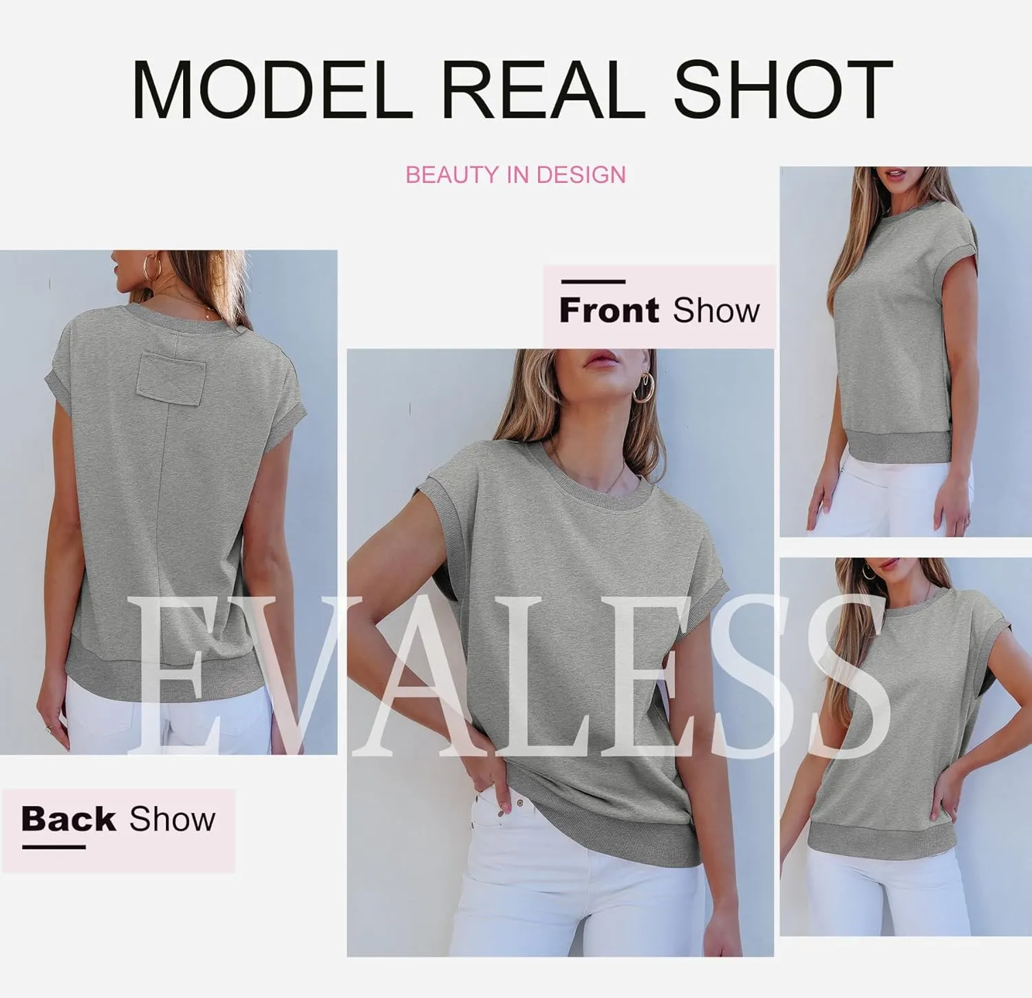 EVALESS Cap Sleeve Tops for Women Summer Tank Tops Basic Tee Shirts Casual 2024 Fashion Clothes Outfits