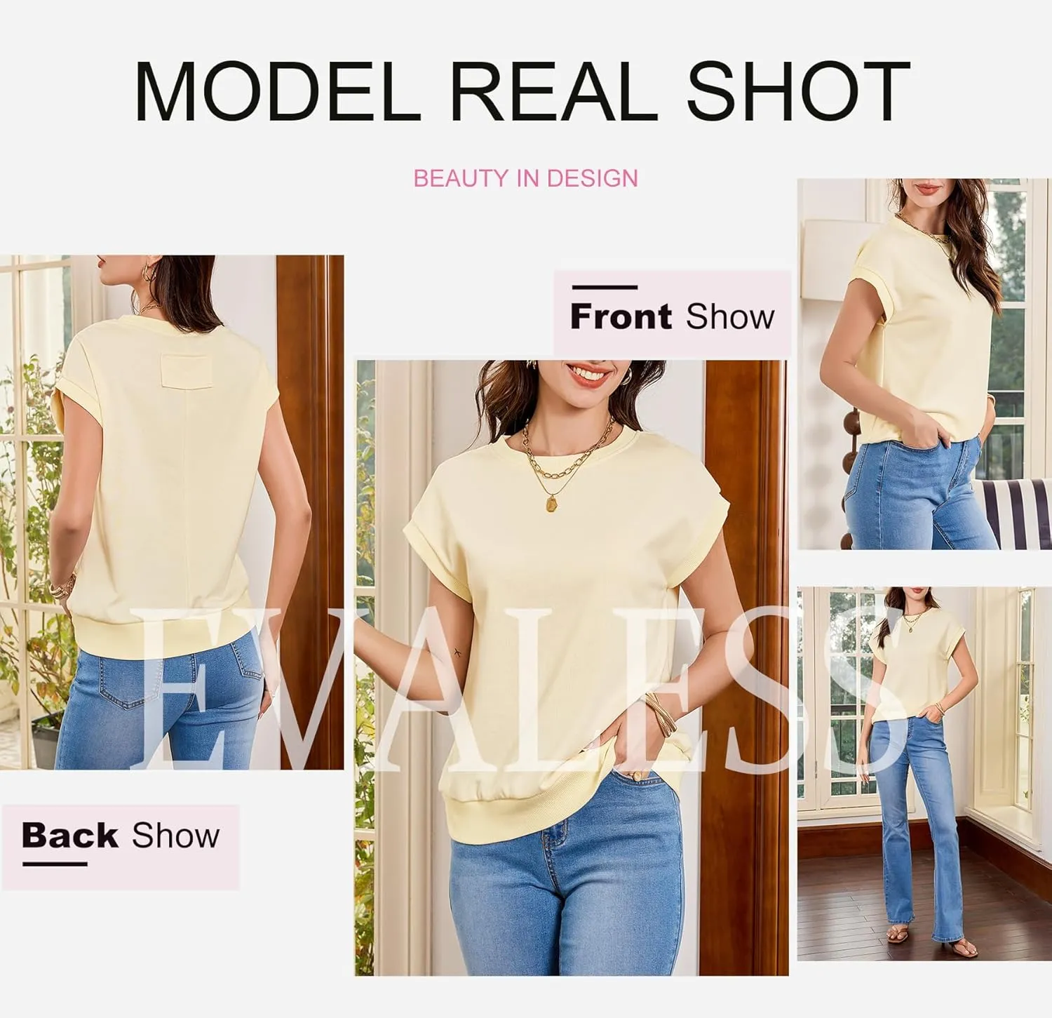 EVALESS Cap Sleeve Tops for Women Summer Tank Tops Basic Tee Shirts Casual 2024 Fashion Clothes Outfits