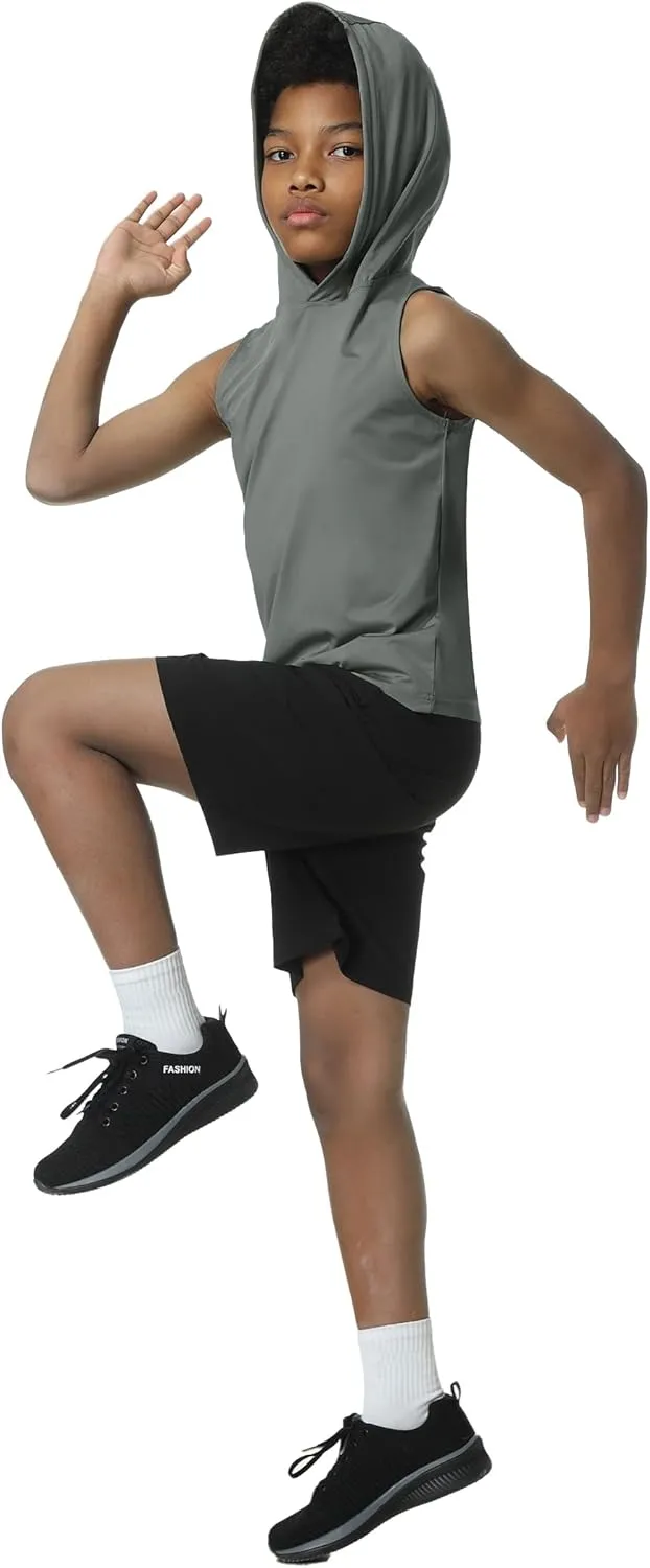 EXARUS Boys Athletic Shirts Short Sleeve Quick Dry Workout Tee Active Performance T-Shirts for Kids 6-16Y