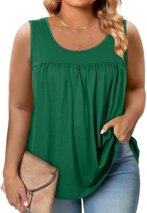 Eytino Plus Size Tank Tops for Women Sleeveless Crew Neck Summer Casual Loose Tee Shirts(1X-5X)