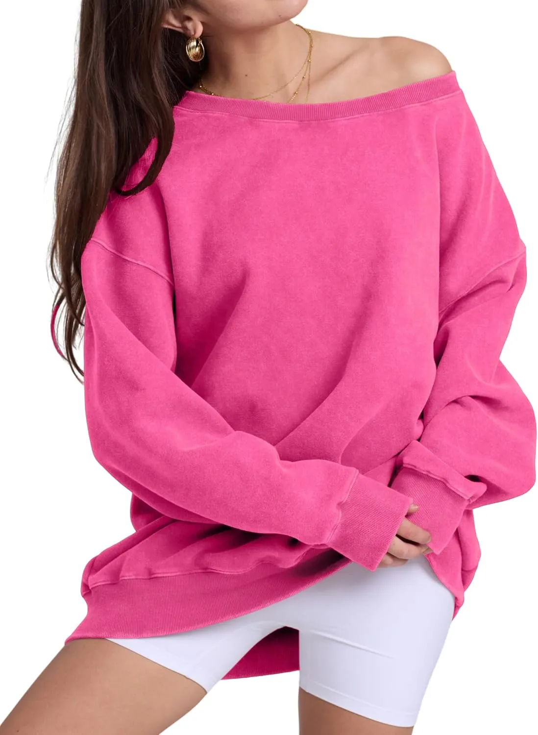 FAIABLE Womens Off-Shoulder Hoodie Heavyweight Hoodies Vintage Acid Wash Hoodie Fleece Hoodies for Women