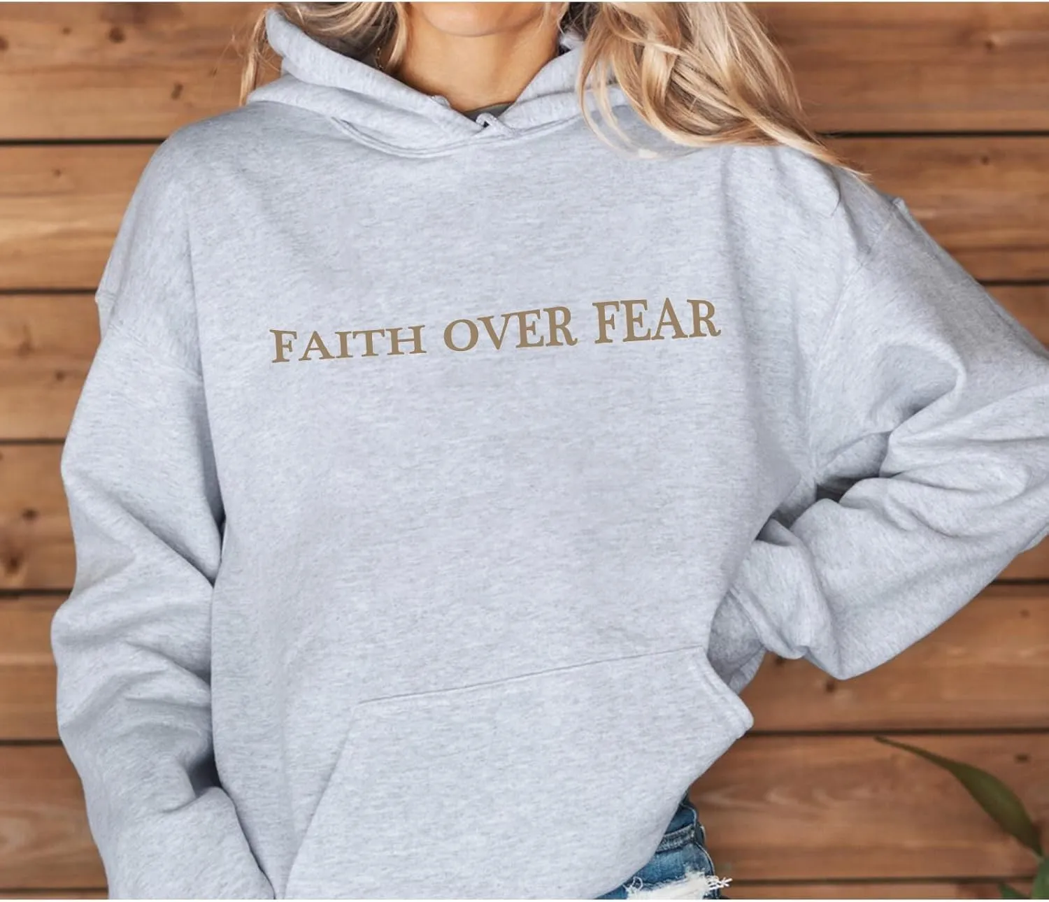 Faith Over Fear Hoodie for Women Christian Jesus Inspirational Sweatshirts Religious Oversized Graphic Pullover Tops