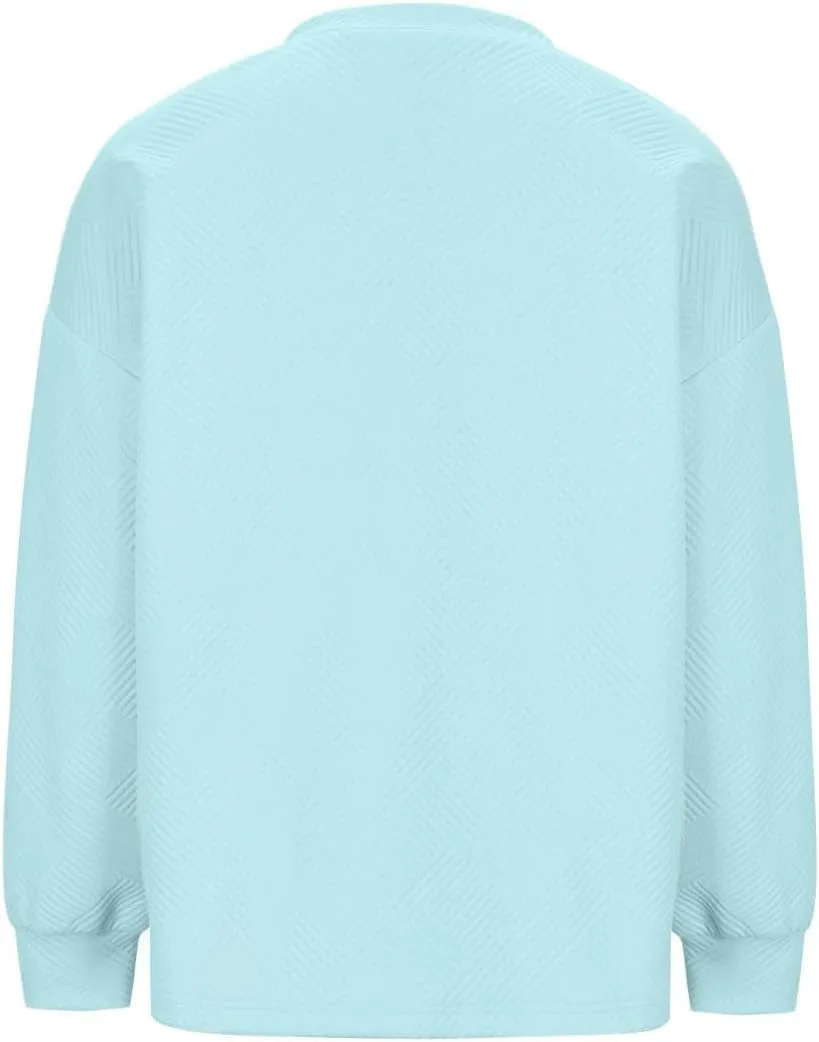 Fall Fashion Sweatshirts For Women 2024 Long Sleeve Crew Neck Sweatshirt Casual Loose Textured Pullover Tops