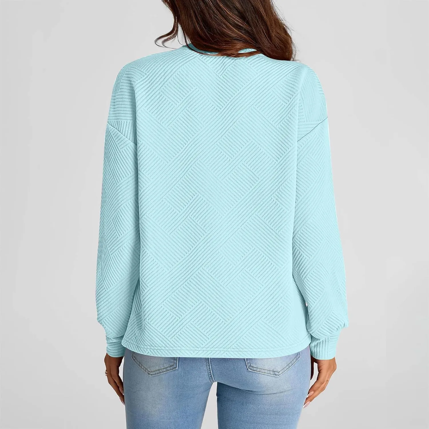 Fall Fashion Sweatshirts For Women 2024 Long Sleeve Crew Neck Sweatshirt Casual Loose Textured Pullover Tops