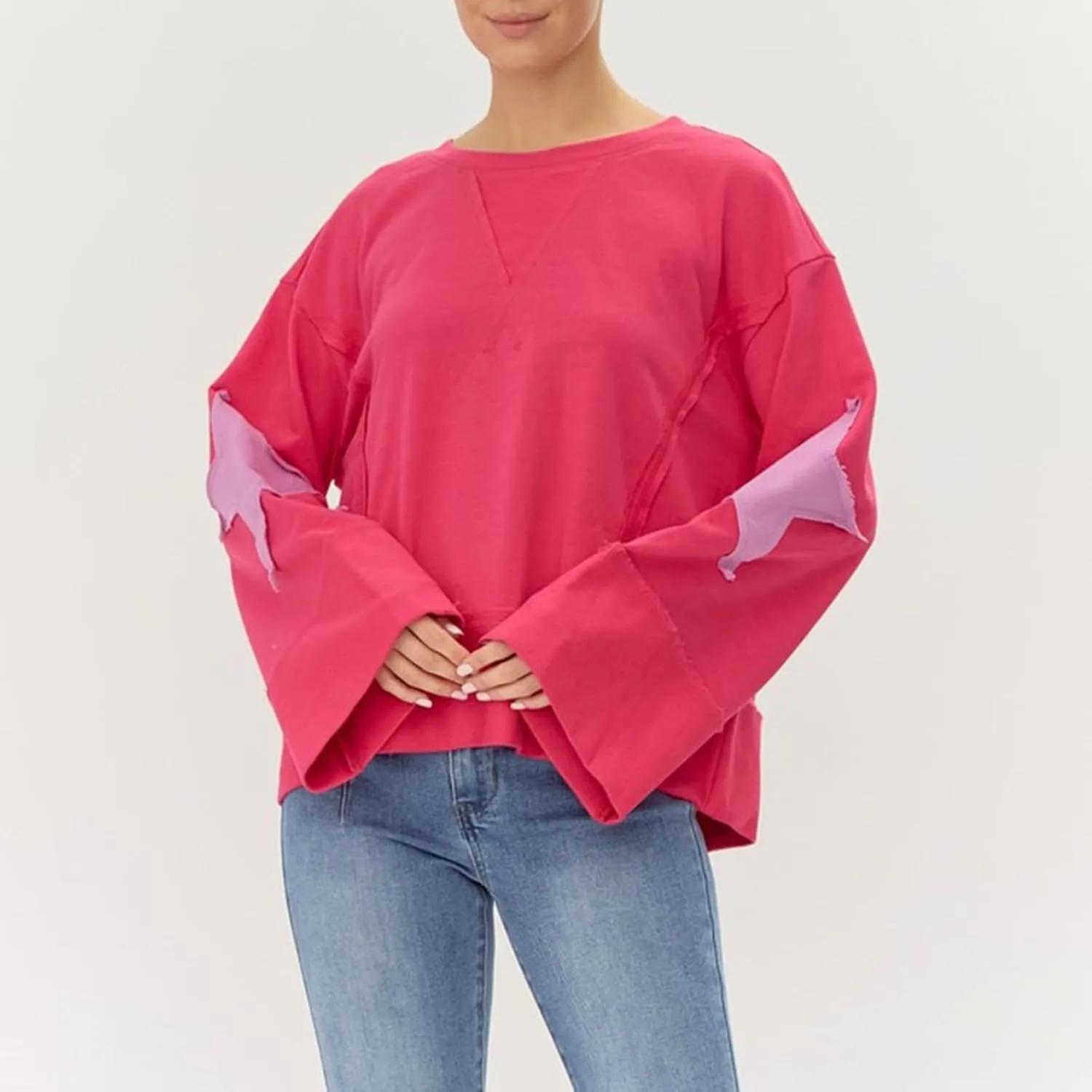 Faretumiya Womens Star Graphic Sweatshirt Oversized Pullover Shirt Long Sleeve Crewneck Drop Shoulder Y2k Fashion Sweatshirt