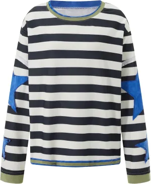 Faretumiya Womens Star Graphic Sweatshirt Oversized Pullover Shirt Long Sleeve Crewneck Drop Shoulder Y2k Fashion Sweatshirt