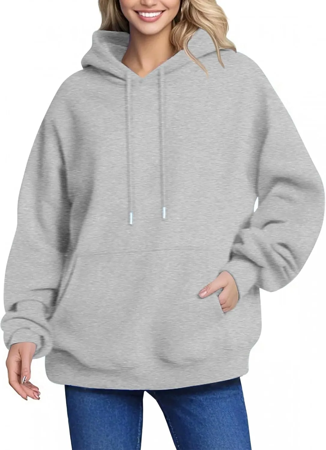 Febecool Womens Oversized Hoodies Sweatshirts Women's Hoodie Women's Solid Color Long-sleeved Baggy Pullover Sweater Top