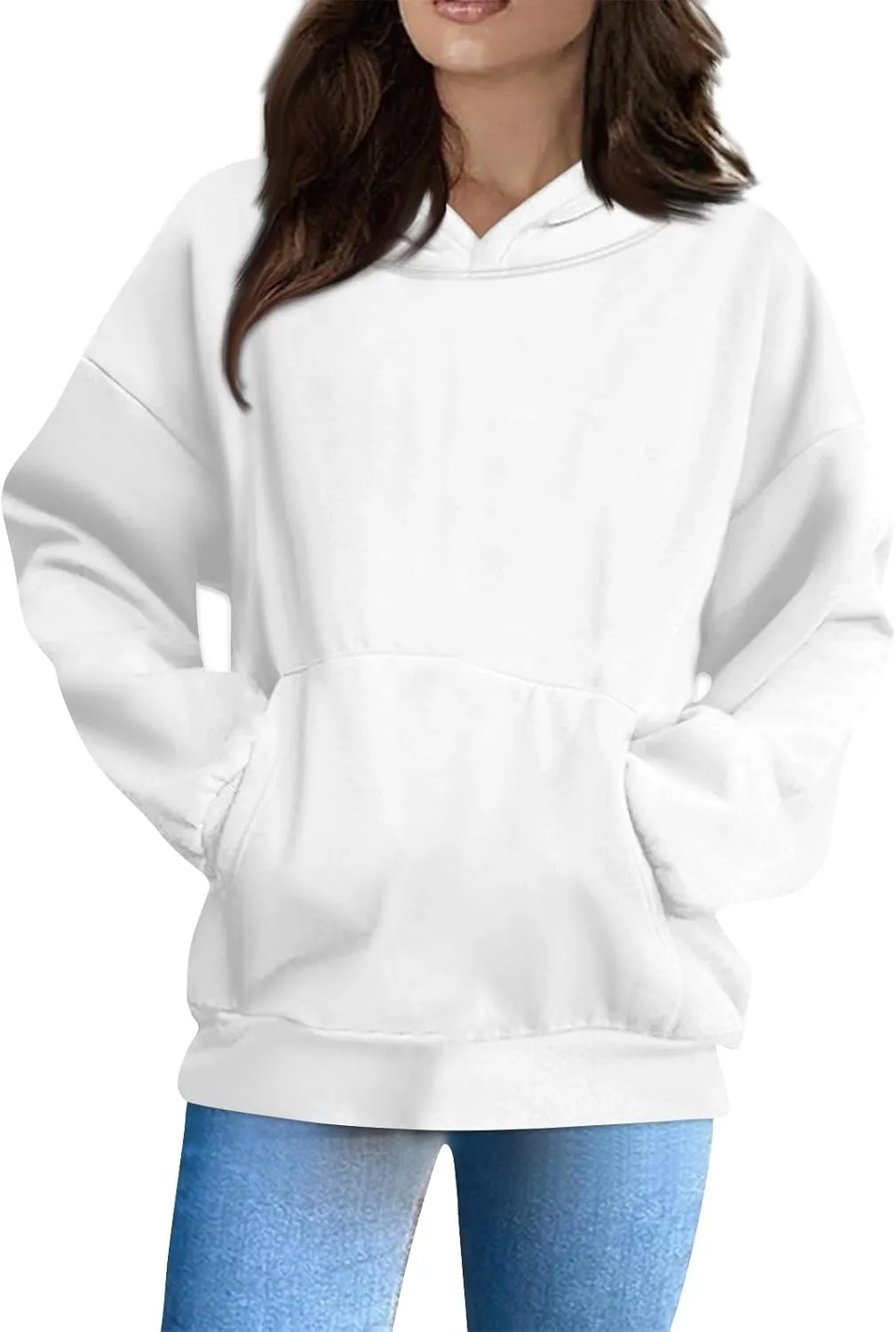 Febecool Womens Oversized Hoodies Sweatshirts Women's Hoodie Women's Solid Color Long-sleeved Baggy Pullover Sweater Top