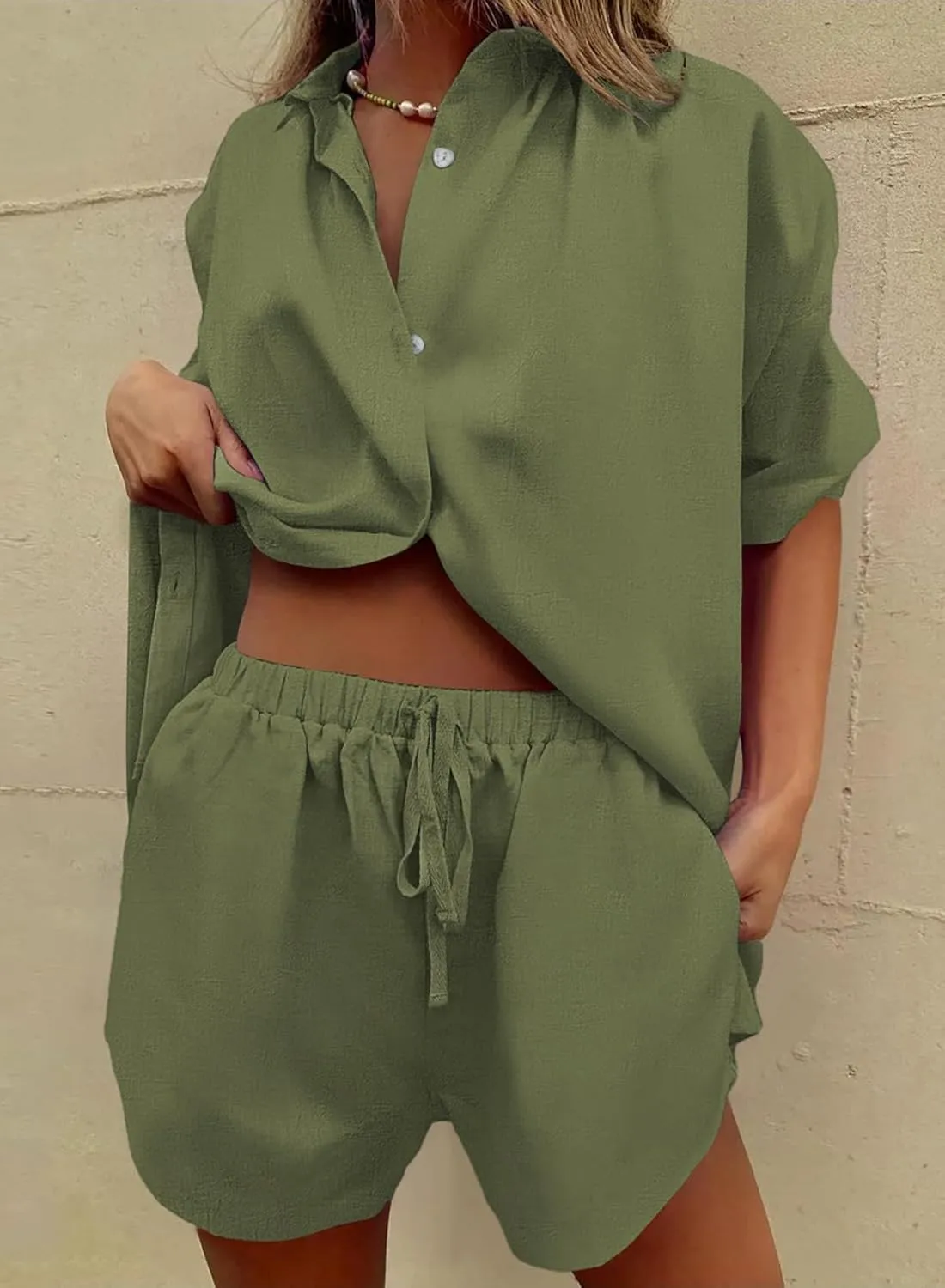 Fixmatti Women 2 Piece Outfit Summer Short Sleeve Top and Shorts Sweatsuit Set