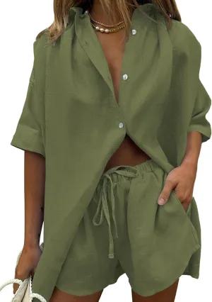 Fixmatti Women 2 Piece Outfit Summer Short Sleeve Top and Shorts Sweatsuit Set