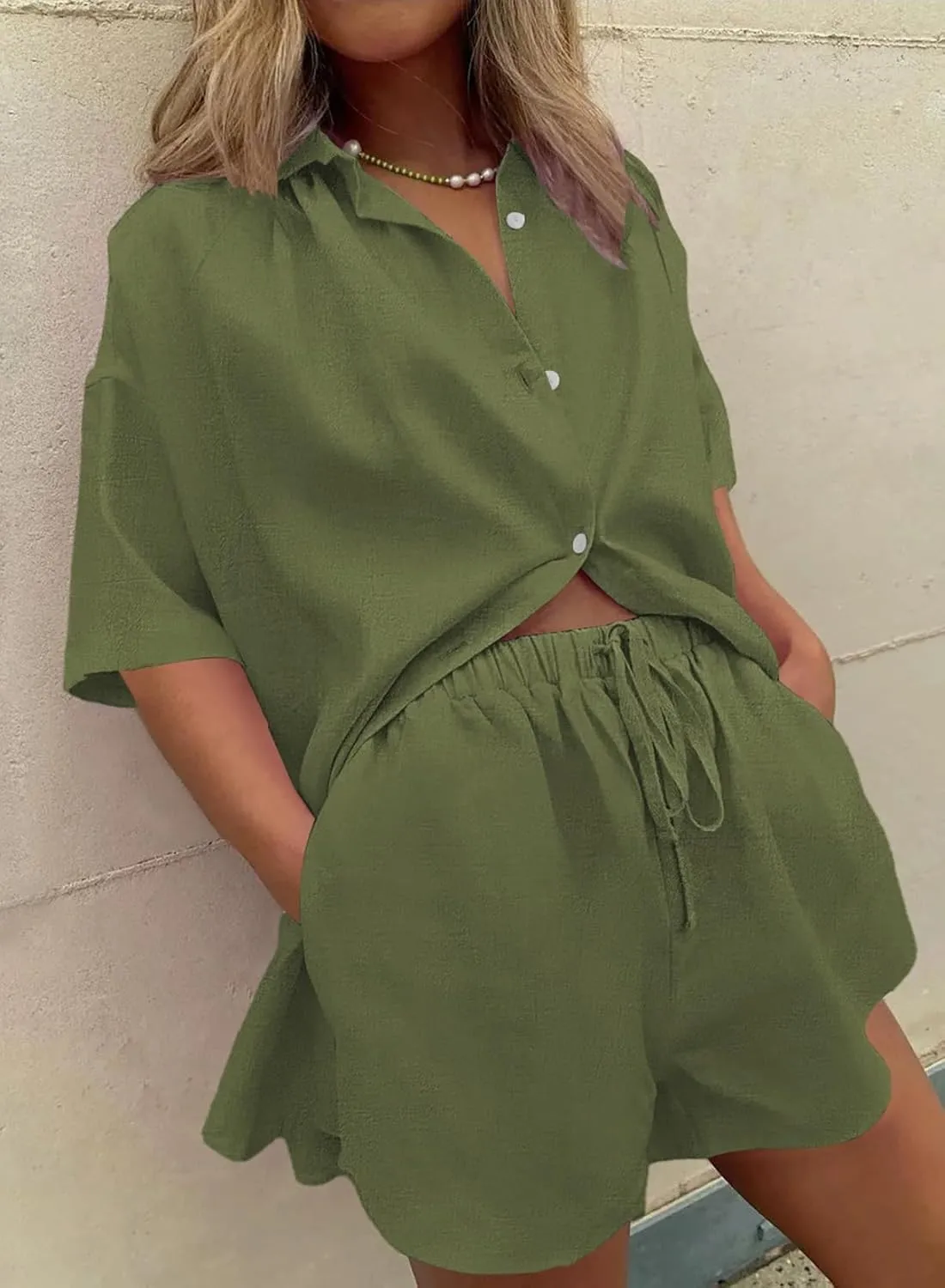 Fixmatti Women 2 Piece Outfit Summer Short Sleeve Top and Shorts Sweatsuit Set