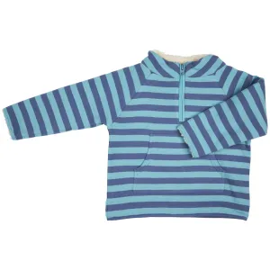 Fleece-Lined Top (Breton Stripe) - Velvet Blue/Turquoise