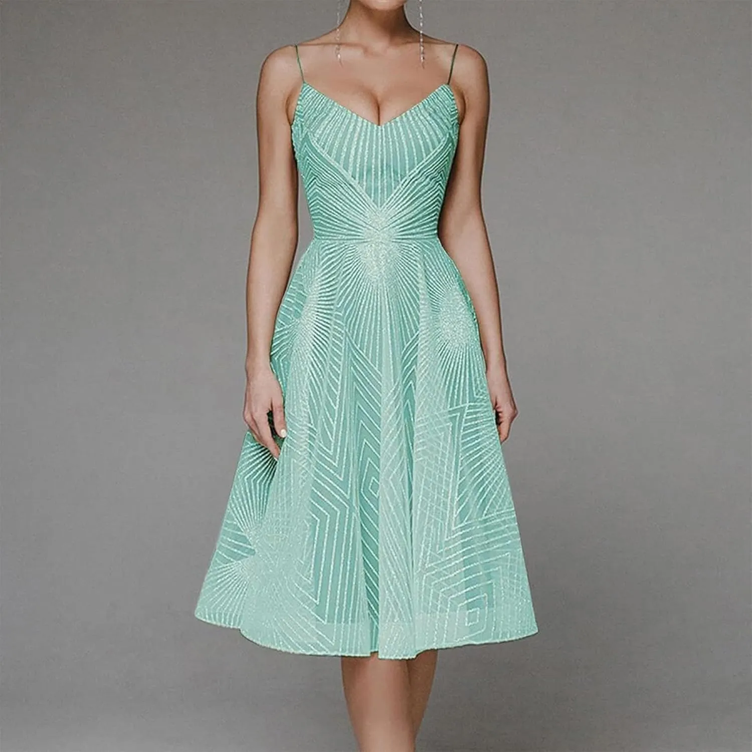 Formal Flowy Cocktail Dresses for Women Trendy Off The Shoulder Elegant Plus Size Sexy Sleeveless A Line Midi Dress