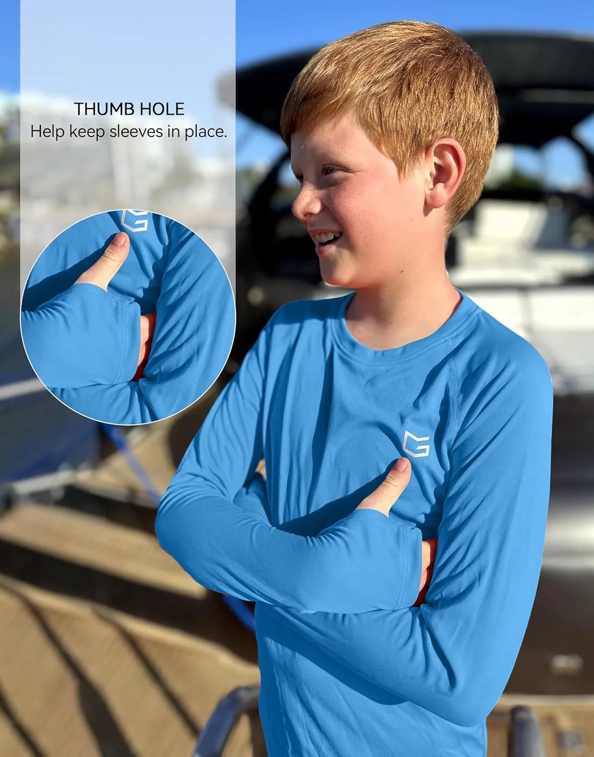G Gradual Boy's Rash Guard UPF 50  Sun Protection Shirt Quick Dry Long Sleeve Swim Shirts Lightweight SPF Youth Fishing Shirt