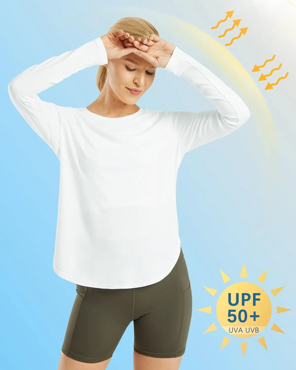 G4Free Women's UPF 50  UV Shirts Long Sleeve Workout Sun Shirt Outdoor Gym Hiking Tops Quick Dry Lightweight